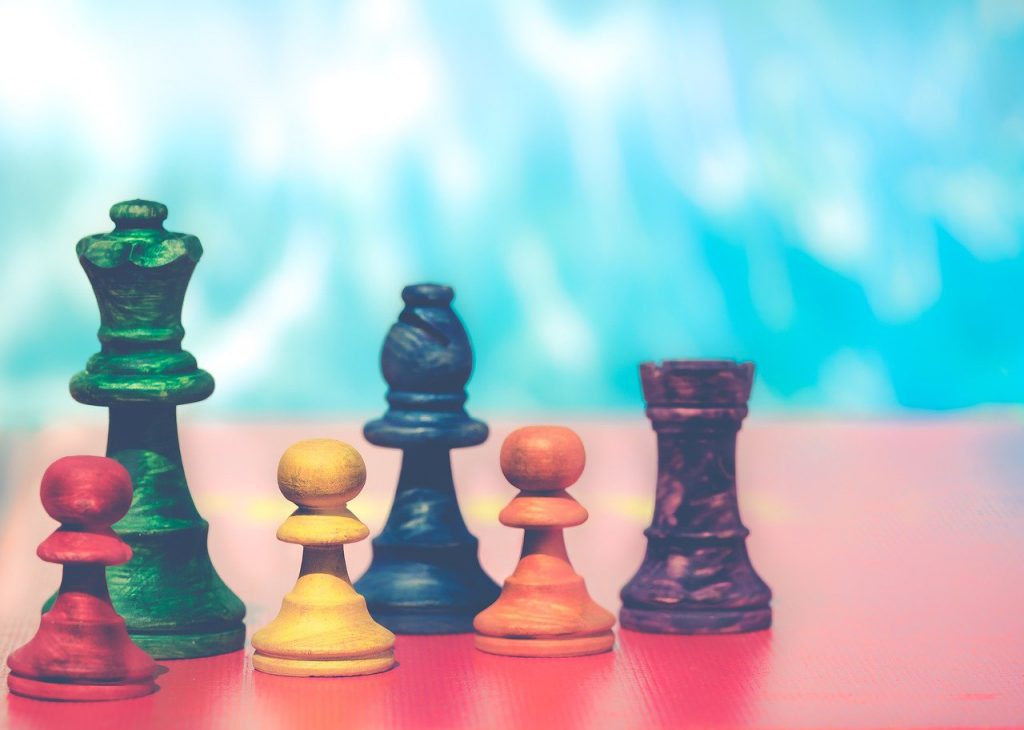pawns, chess figures, colorful
